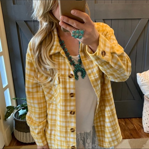 New Plaid Stripe Flannel Shirt Top Shacket Jacket - Picture 4 of 10